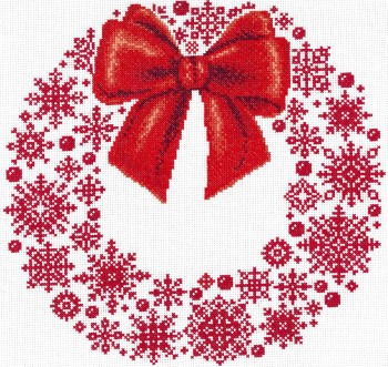 Redwork Snowflake Wreath
